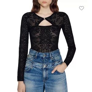 Black lace embellished bodysuit